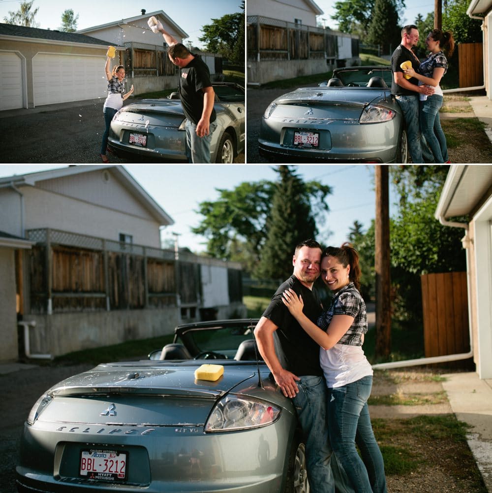 engagement pictures with a car